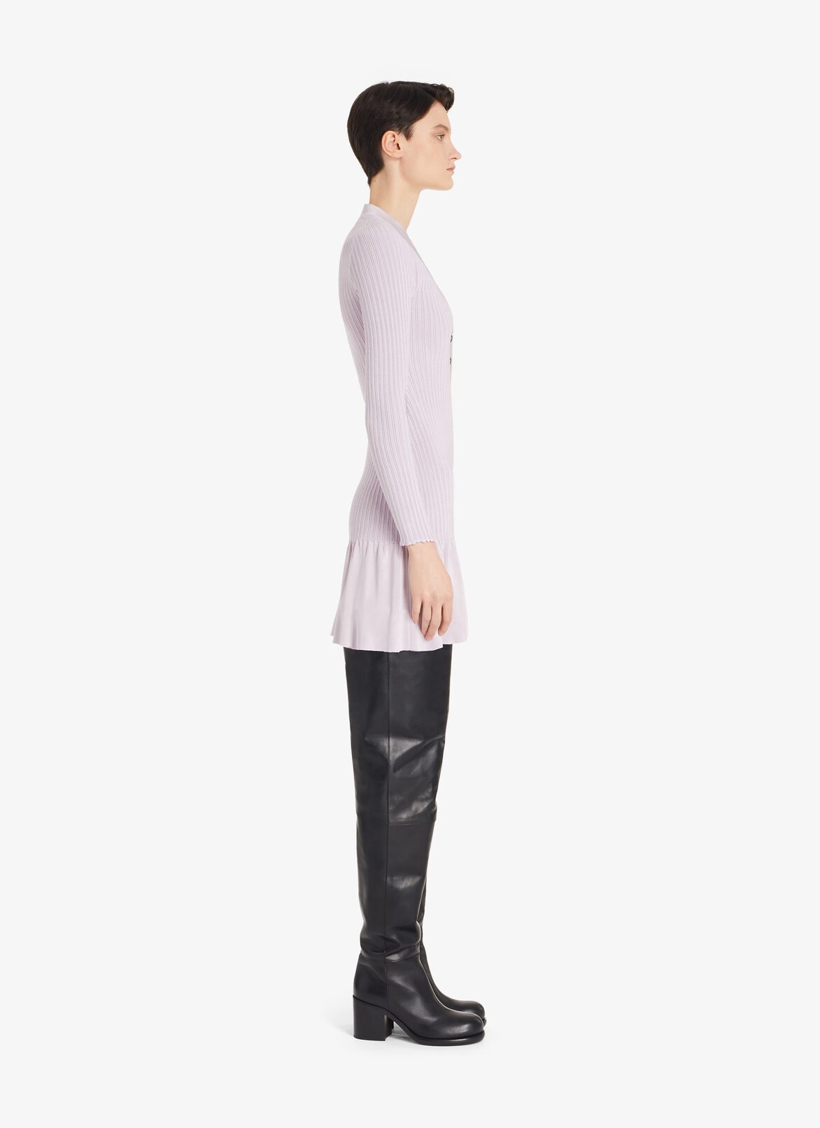 Short Shiny Ribbed Dress ALAÏA LILAC SHORT SHINY RIBBED DRESS